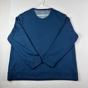 Berkley Jensen Mens XXL Blue Micro Stripe Long Sleeve Crewneck Pullover Stretch